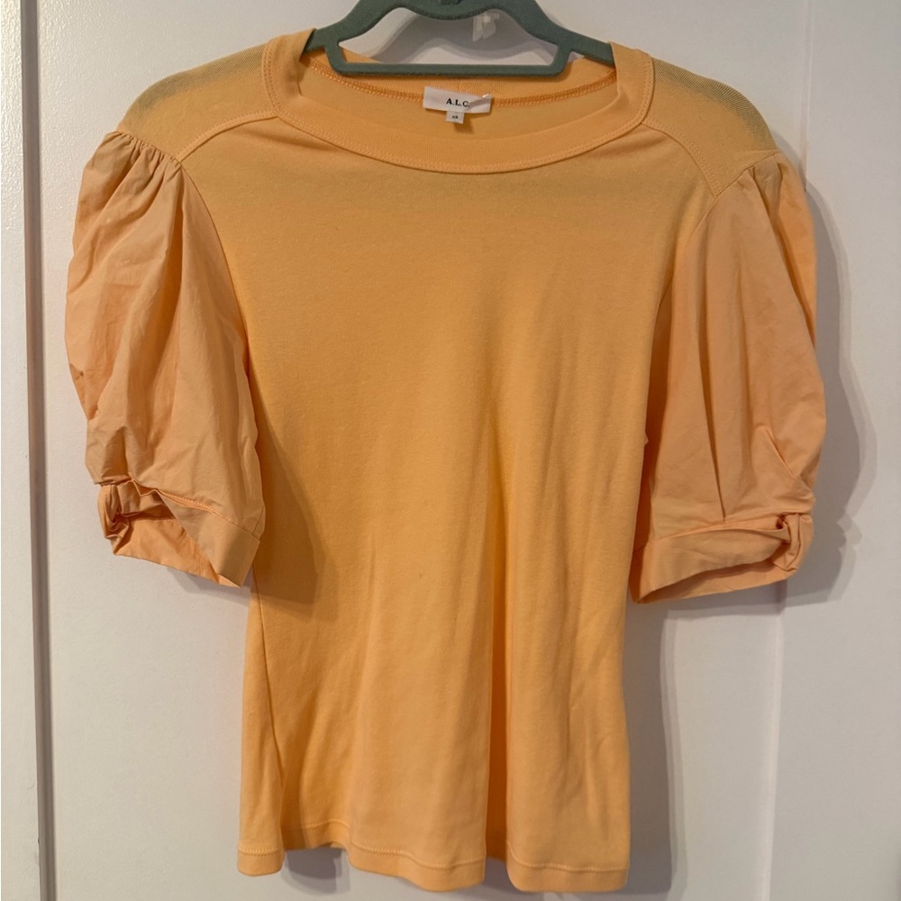 A.L.C. Short Puff Sleeve Tee in Peach-Orange